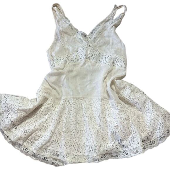 Intimately Free People Lace Party Trapeze Slip Swing Dress Boho Summer White S - Picture 1 of 4
